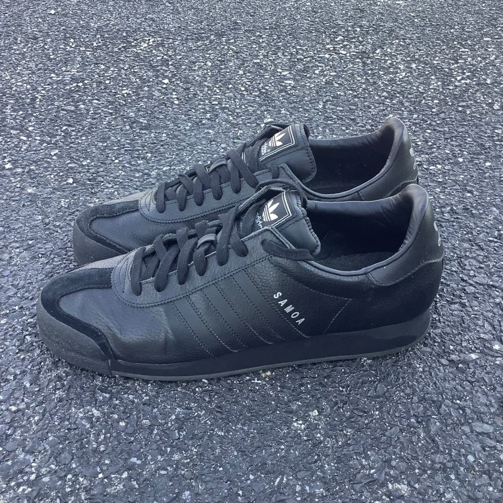 Adidas Samoa Mens Shoes Triple Black Leather Sneakers G22596 Size 13